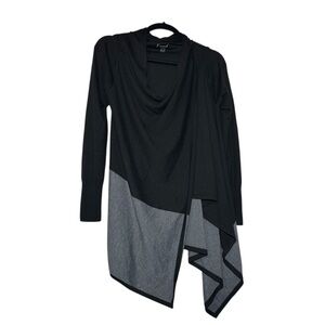 Smartwool Edgewood Wrap Sweater Black Gray Colorblock Soft Knit Size Small